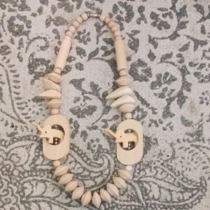 Source Unknown Beige Elephant Pendant Necklace